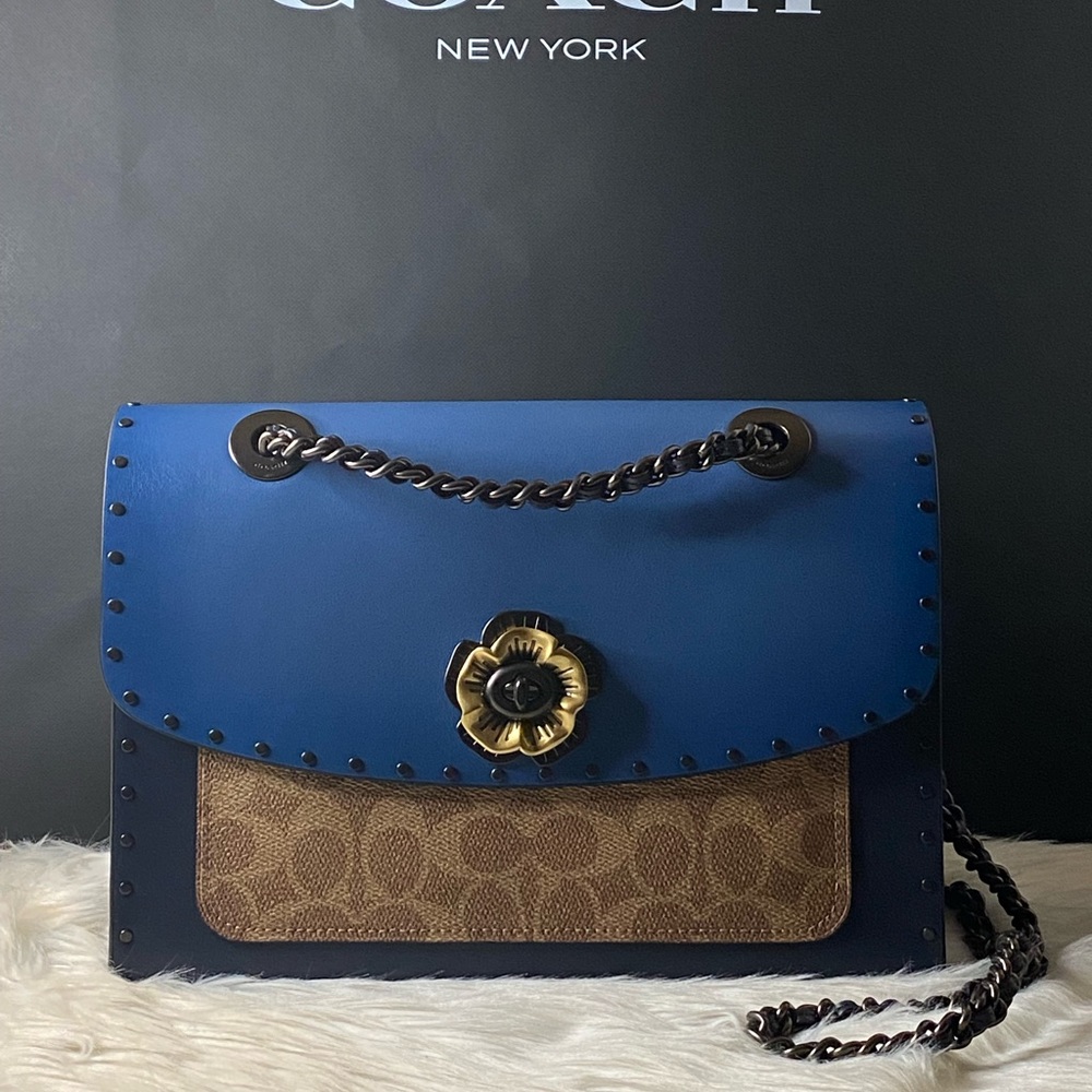 Coach Parker Crossbody Deep Blue with Rivets - Picture 3 of 16
